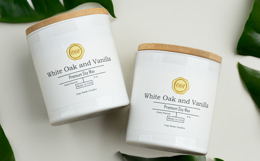 Natural Scented Hand-Poured Soy Wax White Oak and Vanilla