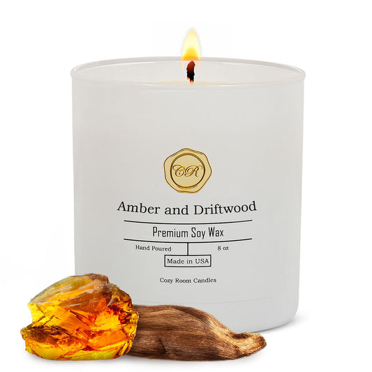 Natural Scented Hand-Poured Soy Candle Amber and Driftwood