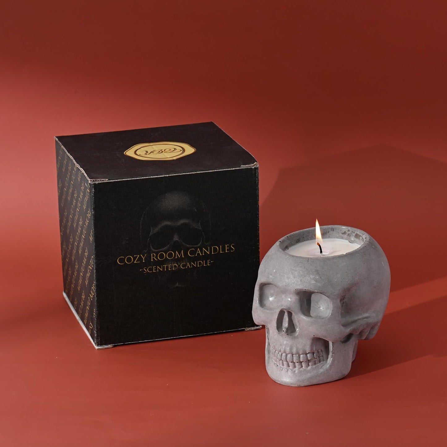 Soy Candle - Concrete Skull- Clean Linen